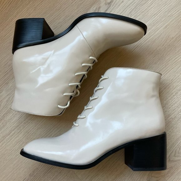 Jeffrey Campbell Off-White Lace-Up Heeled Boots - Picture 3 of 8